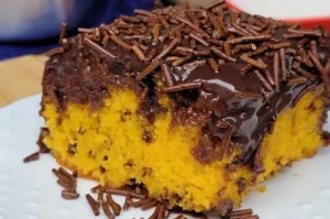 Carrot Cake with Chocolate Icing and Sprinkles