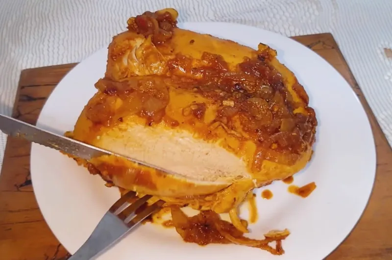 Roasted Chicken Breast in Onions (Roasted in the Pressure Cooker)