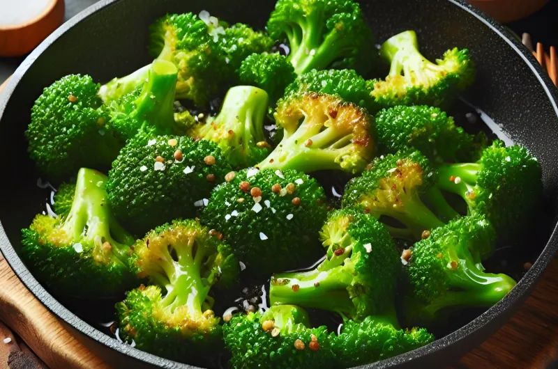 Broccoli with Garlic in the Skillet