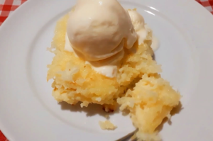 Baked Coconut Candy with Ice Cream