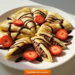 I made the best possible combination for the pancakes: Nutella and strawberries!