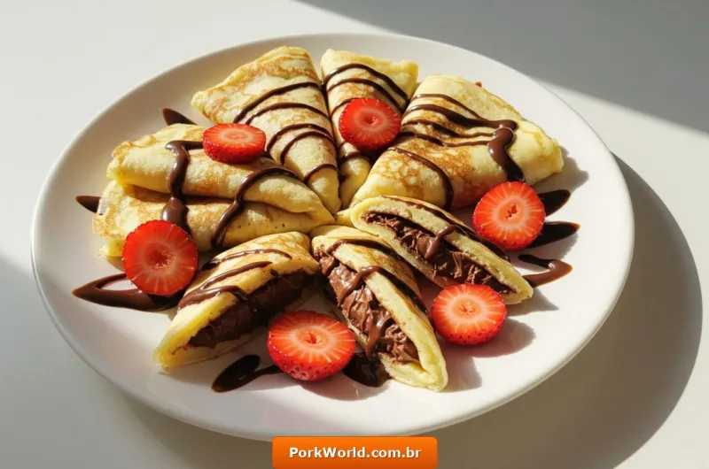 I made the best possible combination for the pancakes: Nutella and strawberries!